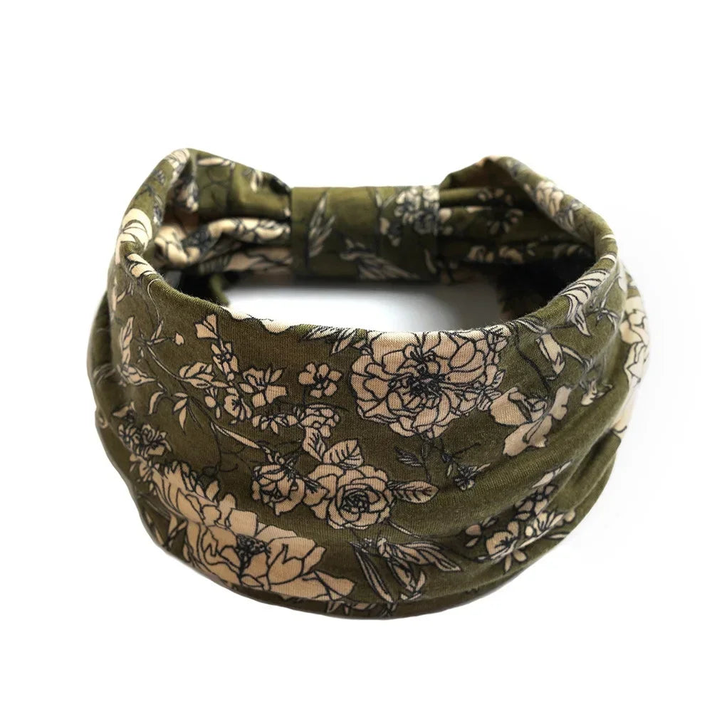 Bohemian Wide Cotton Stretch Headbands for Women – Turban Style Hairbands, Bandana Headwrap Hair Accessories