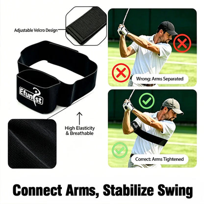 Golf Swing Training Aid Arm Strap with Double Ring Design – Posture Corrector Swing Trainer for Beginners Golf Practice Improvement Tool