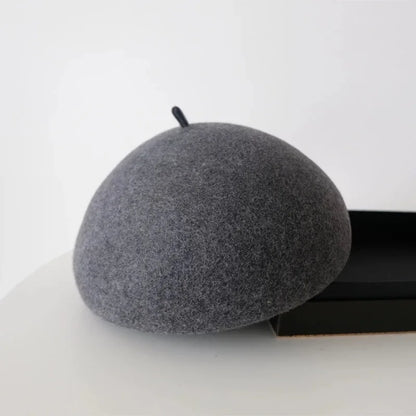 Winter Fedora Hat for Women - Korean Flat Top, Wool, British Casual Style in Navy, Black, Gray, Khaki, High Quality Equestrian Fashion