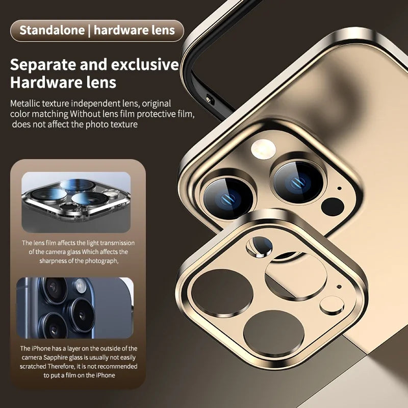 Camera Protection Hybrid Silicone & Aluminum Metal Phone Case for iPhone 16/15/14/13 Pro Max – Better Heat Bumper