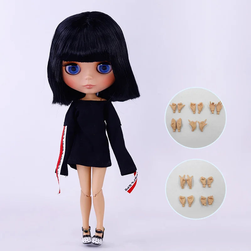 ICY DBS Blythe Doll – Tan Skin Matte Face with Eyebrows, 1/6 BJD Joint Body, Anime Christmas Gift