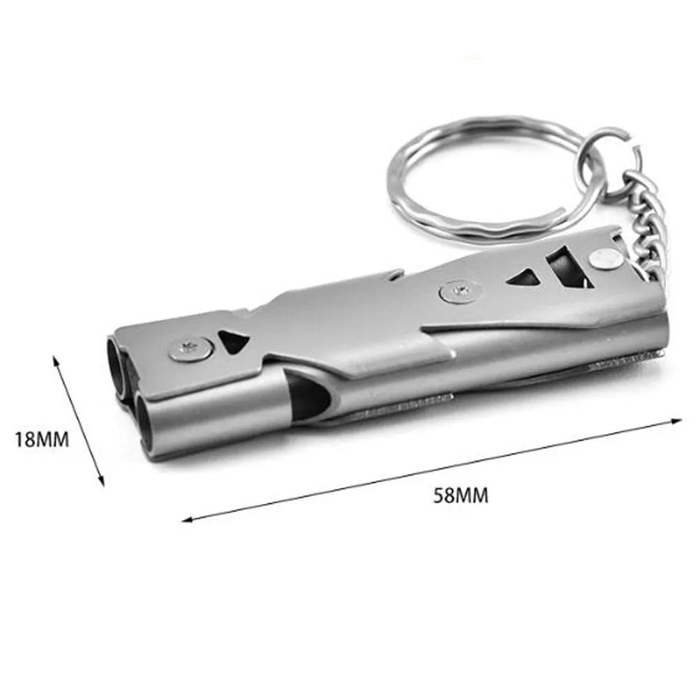 High Decibel Double Pipe Whistle Pendant Keychain - Portable Outdoor Survival Tool - Multifunction Whistle (1PC)