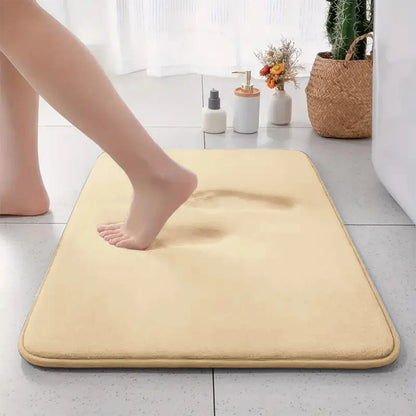 Thickened Flannel Bathroom Floor Mat – Absorbent, Non-Slip Solid Color Door Rug for Bathroom Entrance