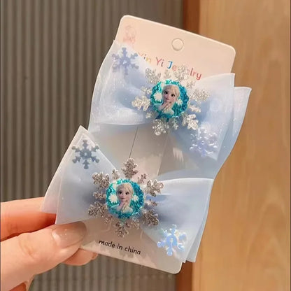 2Pcs Toddler Girl Elsa Hair Clips – Princess Bow Hair Clips for Baby Girls, Party Gift