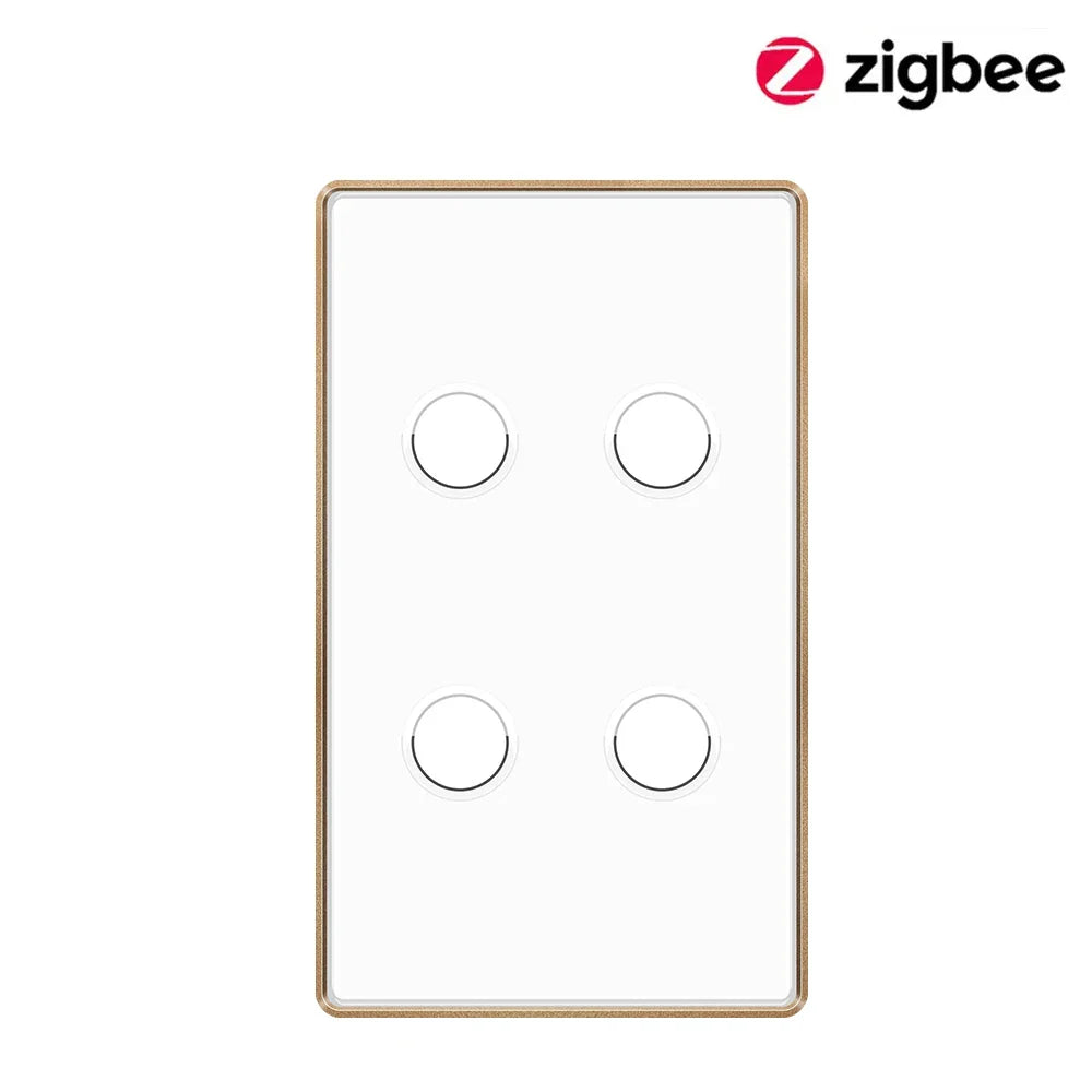 Tuya ZigBee Smart Touch Light Switch (1/2/3/4 Gang) – Aluminum Alloy Wall Switch with Neutral Wire, Smart Life App, Alexa & Google Home Control