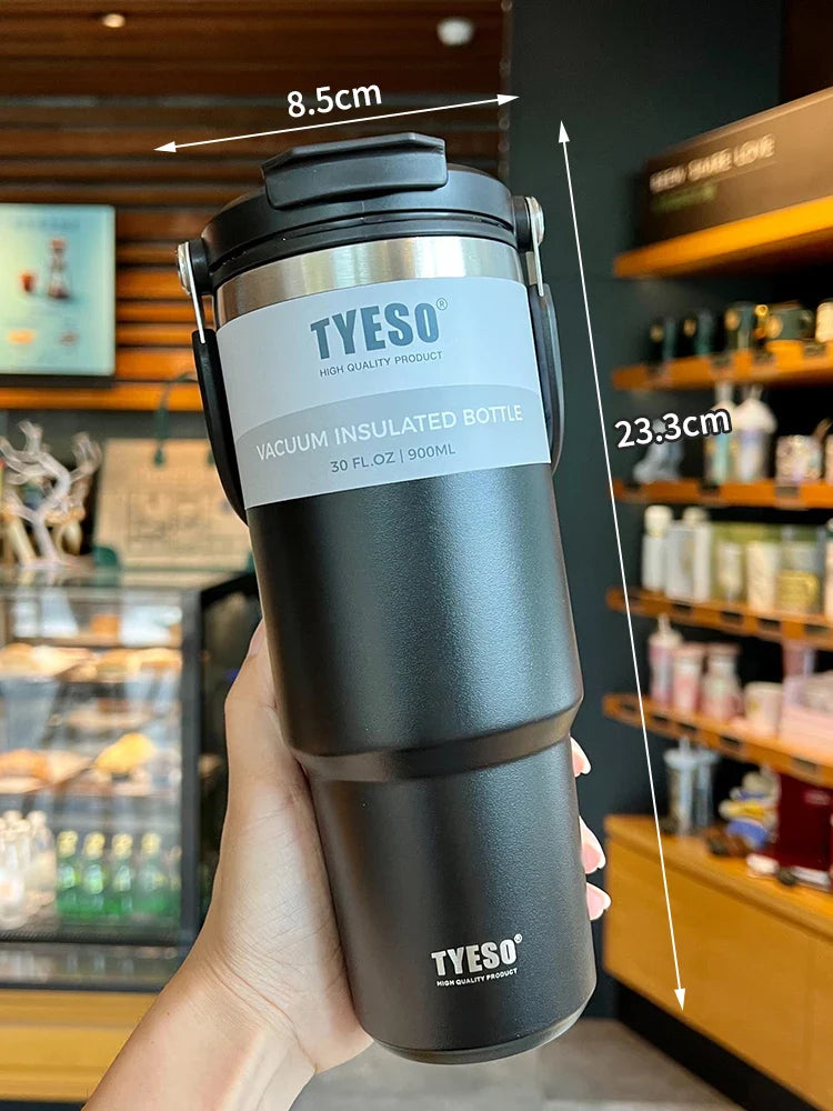 Tyeso Double-Layer Insulated Coffee Cup – Portable Stainless Steel Ice Cream Cup with Cold Insulation & Large Capacity