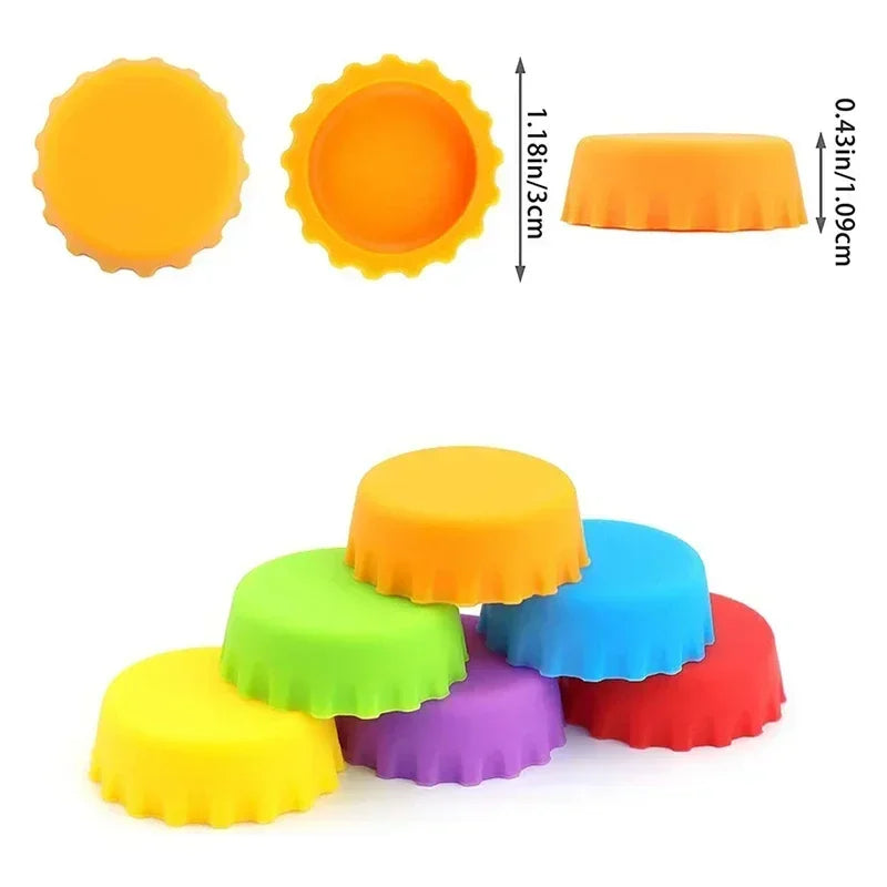 2/6/12pcs Silicone Beer Bottle Caps - Preservative Covers for Wine, Vinegar, Soy Sauce & Bar Accessories (3cm Stoppers)