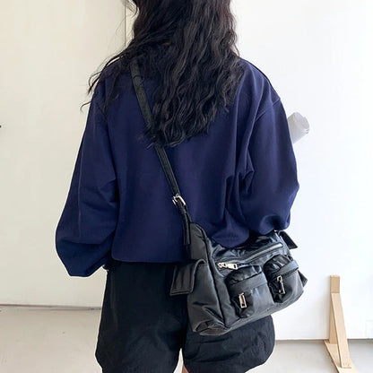 Large Capacity Women’s Sling Bag – Multi-Pocket Retro Leather Shoulder & Crossbody Satchel for Commuting