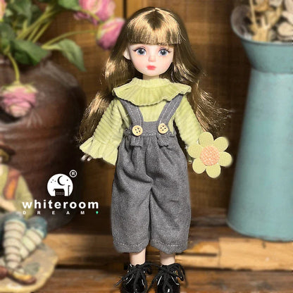 30cm 1/6 BJD Ball Jointed Doll – Starry Gray Eyes with Lolita Fashion Dress, DIY Toy Gift for Girls
