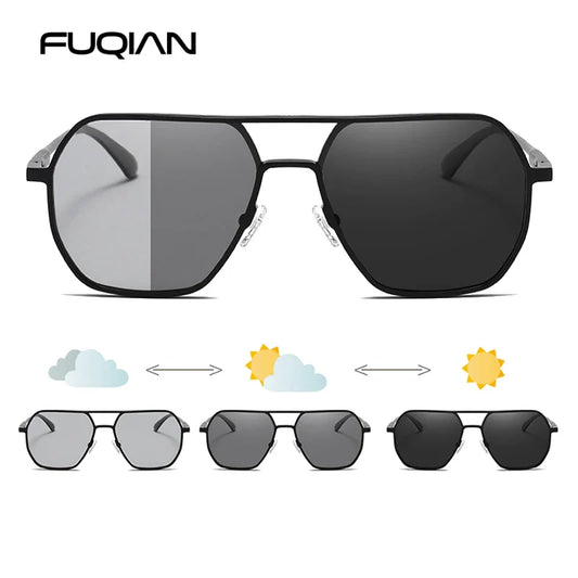 Luxury Metal Photochromic Sunglasses – Fashion Polarized UV400 Chameleon Anti-Glare Driving Glasses for Men & Women