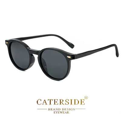 CATERSIDE Retro Polarized Round Sunglasses — TR90 & Acetate Vintage Shades for Men & Women, Punk Style Driving & Travel Sun Glasses
