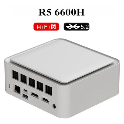 SZBOX Ryzen 5 6600H Mini PC - Windows 11 Pro, DDR5 4800MHz, M.2 NVMe SSD, USB4.0, WIFI6, BT5.2 for Gaming & Office