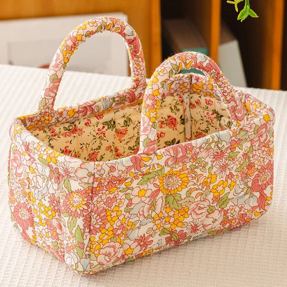 Thickened Cotton Fabric Storage Basket – Small Size Home Organizer for Cosmetics, Toys & Snacks, Household Cloth Storage Bin