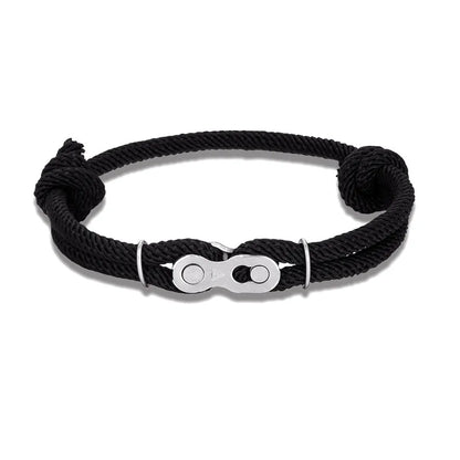 MKENDN Men’s Punk Bicycle Chain Rope Bracelet — Adjustable Nautical / Mountain Bike Magic Buckle