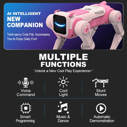 RC Intelligent Robot Dog – AI Voice Control Programmable Singing & Dancing Bionic Stunt Robot Toy