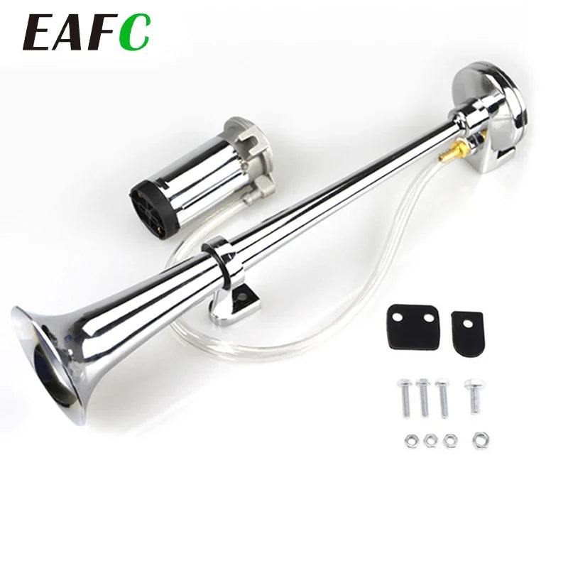 Universal 17-Inch Single Trumpet Air Horn Kit – 12V Compressor, 150dB Super Loud Car/Truck/Boat/Motorcycle Horn with Air Hose