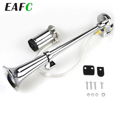 Universal 17-Inch Single Trumpet Air Horn Kit – 12V Compressor, 150dB Super Loud Car/Truck/Boat/Motorcycle Horn with Air Hose