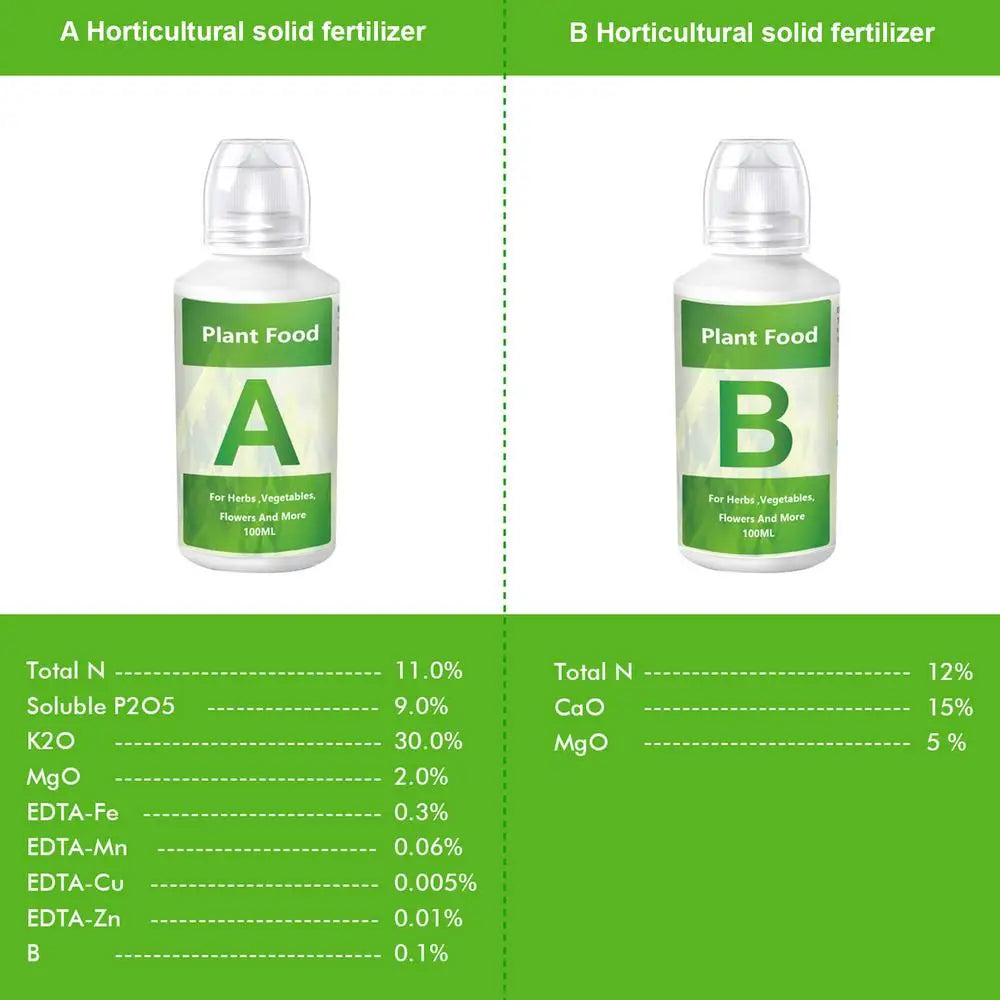 Hydroponic AB Nutrient Solution Set – Plant Fertilizer for Flowers & Vegetables