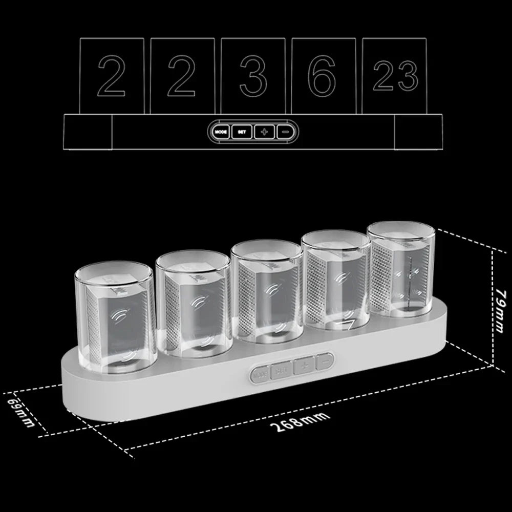 Digital Nixie Tube Clock with RGB LED – Desktop Game Room Décor with Luxury Gift Box