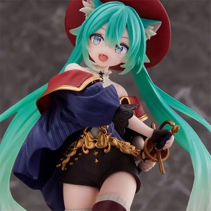 Hatsune Miku 11cm Neko T-Shirt Figure – Cute Anime Desktop Figurine Kawaii Girl Model Toy Gift