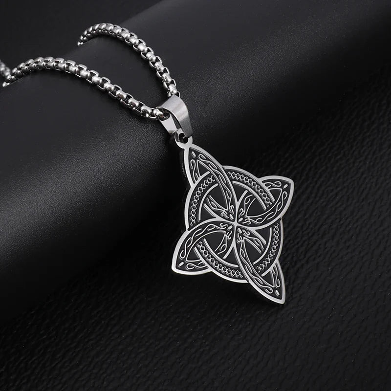 Witch Knot Cuff Bracelet - Stainless Steel Pagan Magic Knot Good Luck Amulet Celtic Knot Jewelry