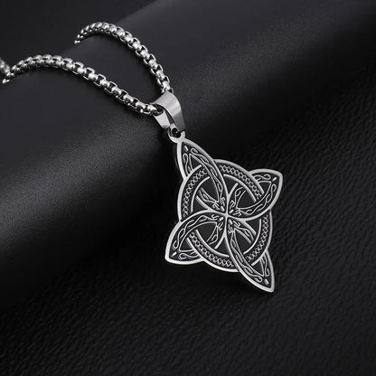 Witch Knot Cuff Bracelet - Stainless Steel Pagan Magic Knot Good Luck Amulet Celtic Knot Jewelry