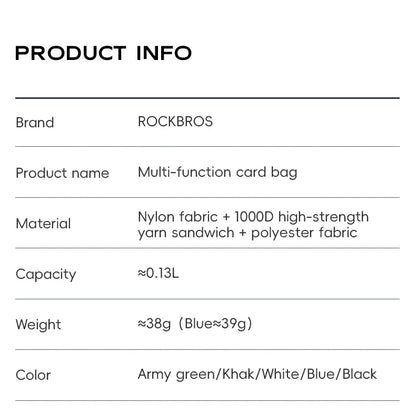 ROCKBROS Portable Wallet Card Bag – Ultra-Light, Stylish Sports Mini Credit Card Holder with Hang Lock, Compact Storage