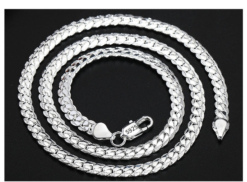 18K Gold/Silver 6mm Full Sideways Necklace – 8/18/20/24 Inch Chain for Women & Men, Fashion Wedding & Engagement Jewelry