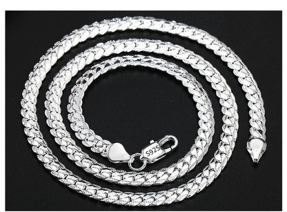 18K Gold/Silver 6mm Full Sideways Necklace – 8/18/20/24 Inch Chain for Women & Men, Fashion Wedding & Engagement Jewelry