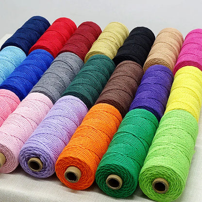 2mm 100M Macrame Cotton Cord – Twine Thread for DIY Crafts, Wall Hangings, Bohemian Wedding & Home Decor