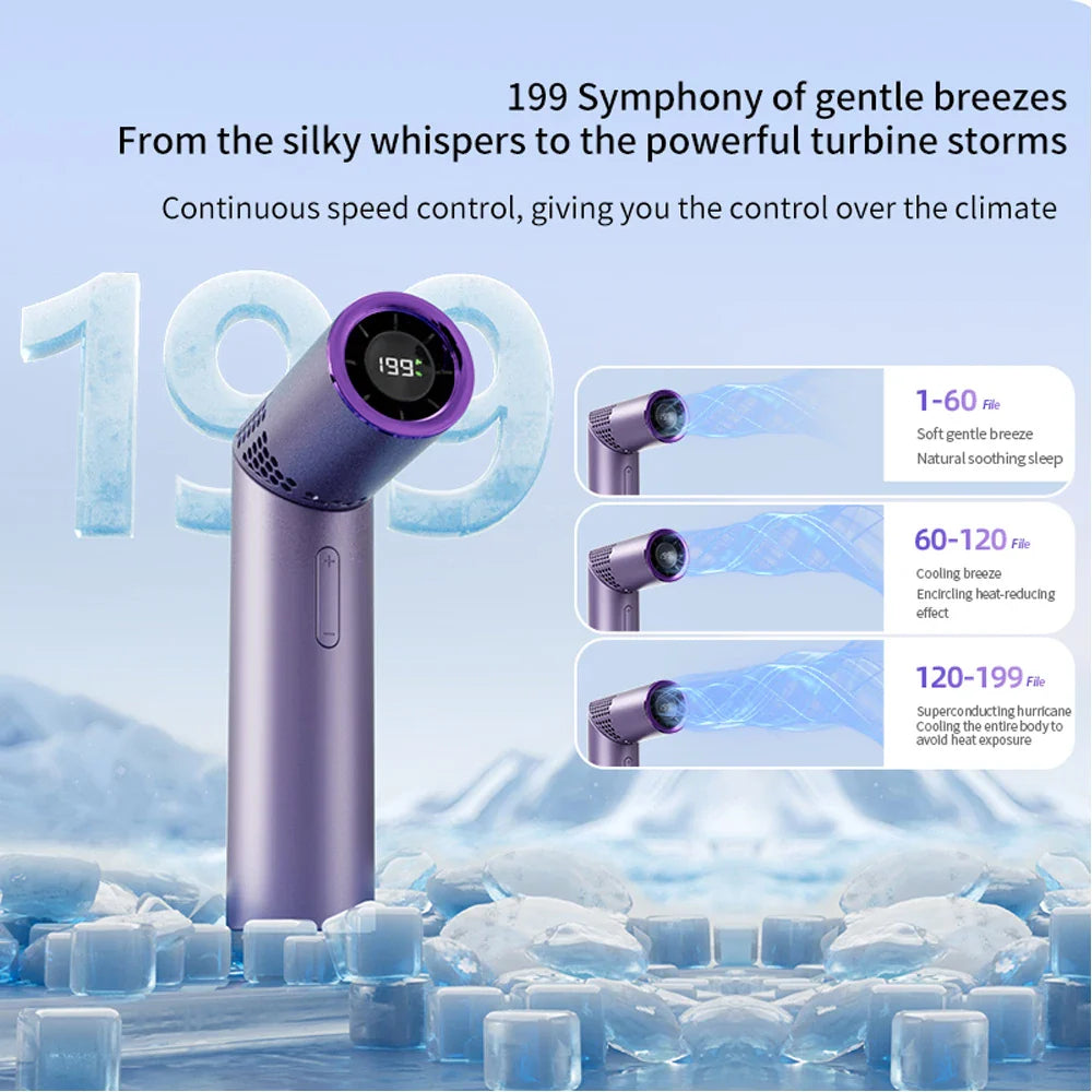 Foldable Mini Handheld USB Fan – Portable High-Speed Outdoor Cooling Fan with 199 Adjustable Speeds, Compact Lipstick Design Rechargeable Personal Air Cooler