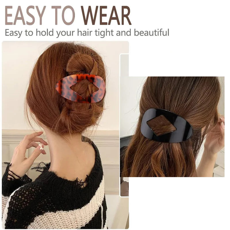Women’s Fashion Oval Leopard Flat Hair Claw Clip – Acrylic Matte Curved Barrettes for Stylish Everyday Hair Styling Accessories