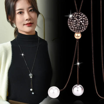 Opal Tulip Long Sweater Necklace – Elegant Floral Pendant Chain for Women Autumn Winter Fashion Accessories