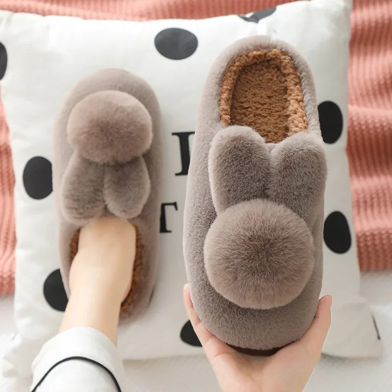 Winter Cotton Slippers for Women & Moms – Plush Cartoon Indoor House Shoes, Soft & Cozy Home Wear for Cold Weather
