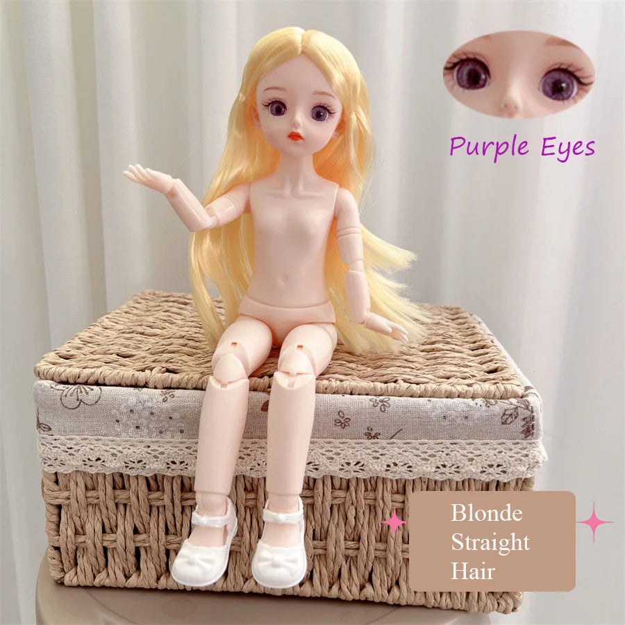 BJD 30cm Nude Doll – 1/6 Haploid Figure with Removable Joints & 3D Colorful Eyes, Birthday Gift for Girls