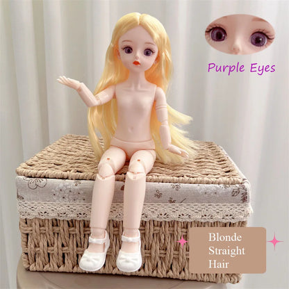 BJD 30cm Nude Doll – 1/6 Haploid Figure with Removable Joints & 3D Colorful Eyes, Birthday Gift for Girls