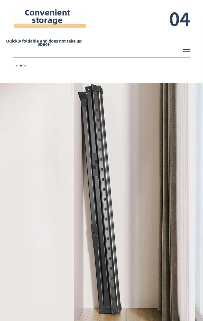 Floor-to-Ceiling Aluminum Drying Rack — Foldable Outdoor & Indoor Clothes Organizer for Kids' Clothing