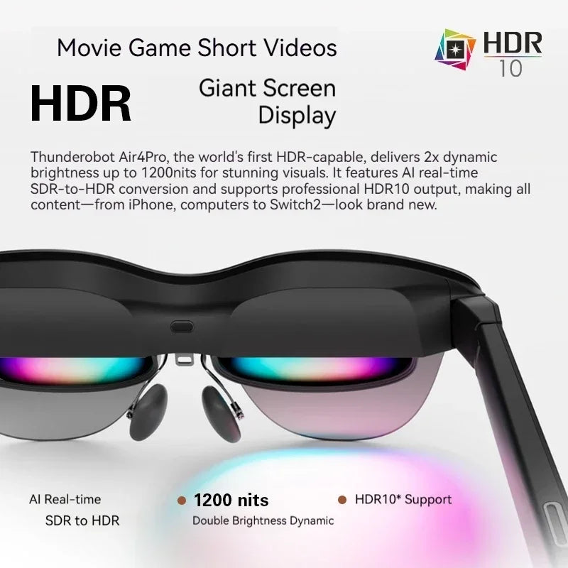 RayNeo Air 4 Pro Smart AR Glasses – Micro-OLED Dual Layer Display, HDR10, 3840Hz, 1200 Nits, 4-Speaker Audio, Ultra Clear Visual Experience
