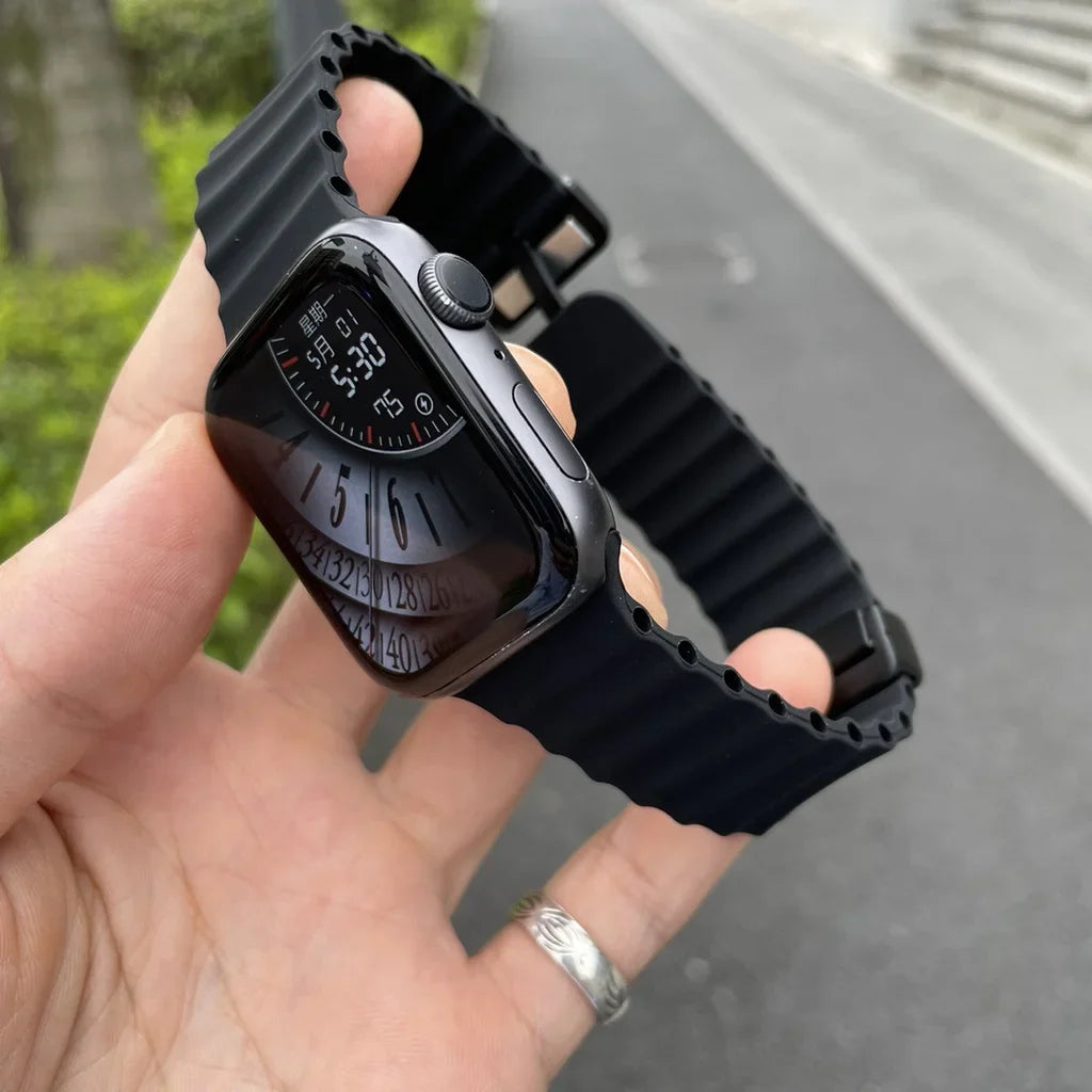 Magnetic Buckle Strap for Apple Watch Ultra 2 | Silicone Bracelet | Fits 38mm-49mm | Compatible with iWatch Series 3-9 & SE