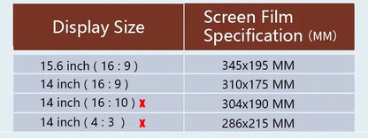 Anti-Spy Privacy Screen Protector – Matte Anti-Glare Film for 14" & 15.6" Laptops (16:9) Notebook PC