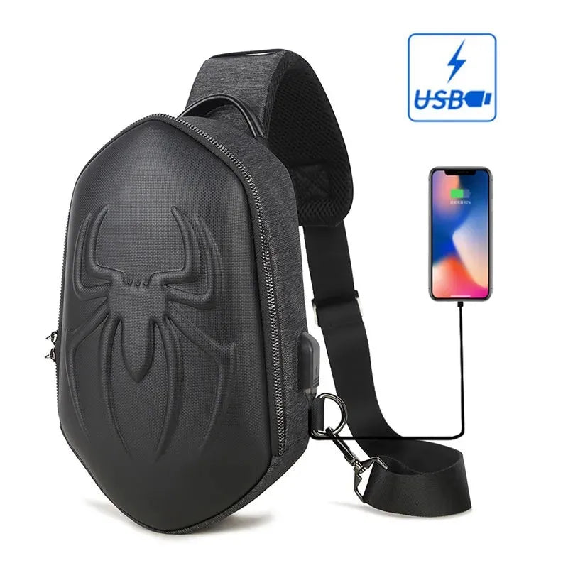 Running Chest Bag for Men - USB Charging Fashion Sling Pack, Crossbody Motor Cycling Backpack for College Students, Unisex