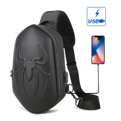 Running Chest Bag for Men - USB Charging Fashion Sling Pack, Crossbody Motor Cycling Backpack for College Students, Unisex