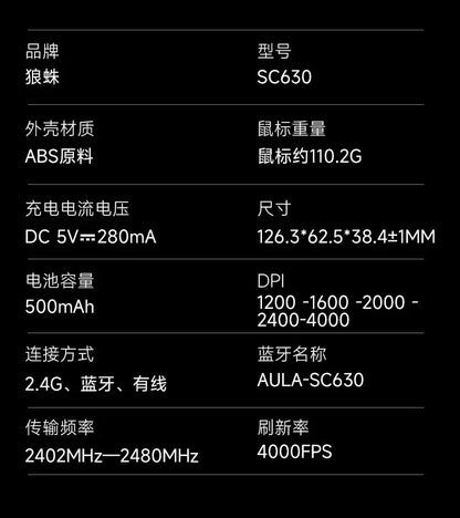 Aula SC630 Custom Gaming Mouse – 3-Mode 2.4G/Bluetooth/USB with Charging Base, Energy-Saving Esports Mouse for PC