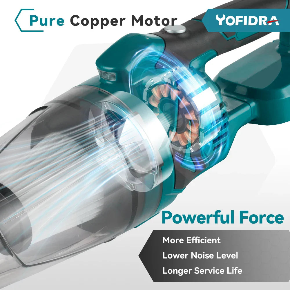 Electric Handheld Cordless Vacuum Cleaner – Wireless High-Power Portable Cleaner for Home & Car, Compatible with Makita Battery Pin