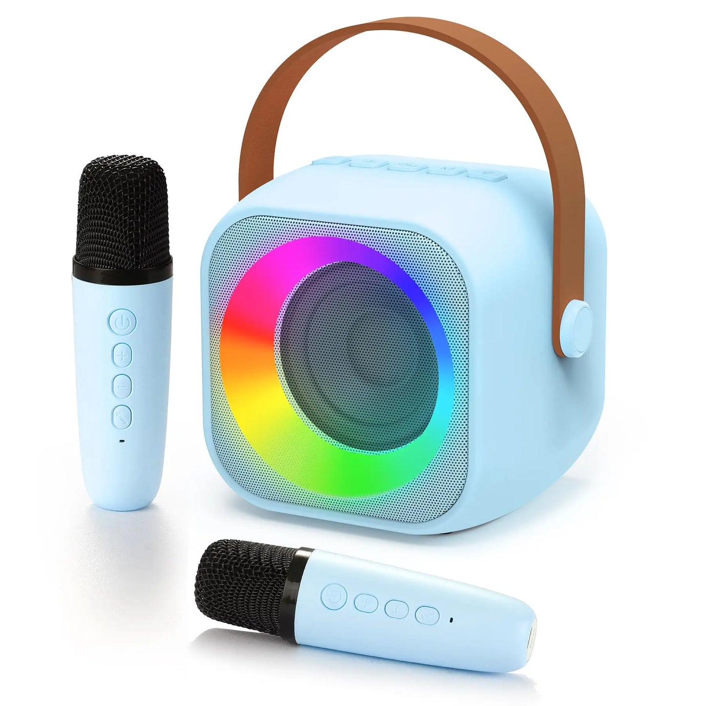 Haomuren Portable Karaoke Machine – Mini Bluetooth Speaker with 1-2 Wireless Microphones, Singing Toy for Kids & Family Party Gift