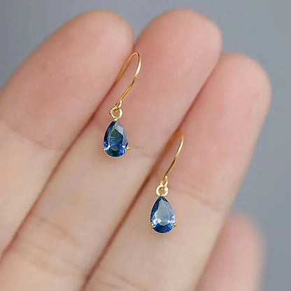 Huitan Pear Cubic Zirconia Dangle Earrings for Women – Simple Versatile Hook Drop Fashion Statement Jewelry
