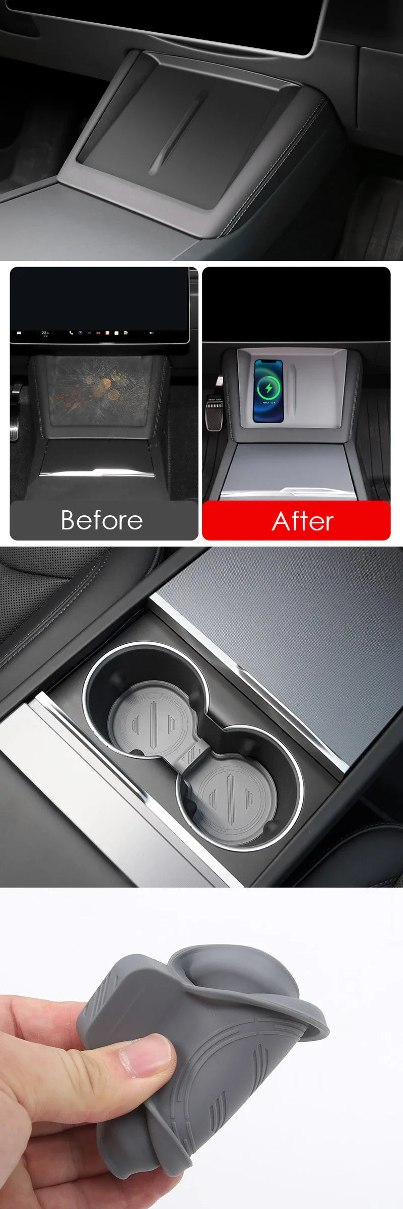 Tesla Model 3 Highland 2024 Center Console Storage Box – Armrest Organizer Accessory for Model 3 Stowing & Tidying