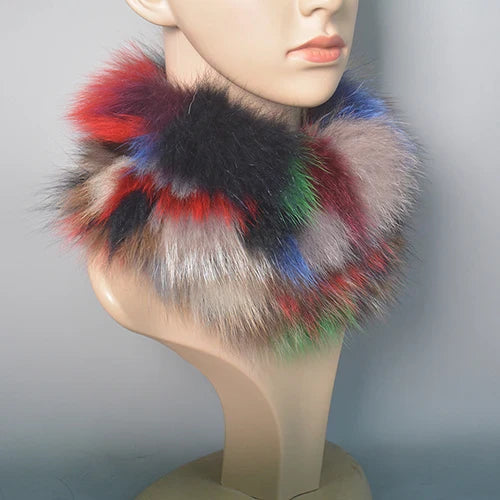 2025 Real Fox Fur Scarf and Headband – Luxury Winter Neck Warmer for Women, 100% Natural Fur, Elastic Ring Muffler
