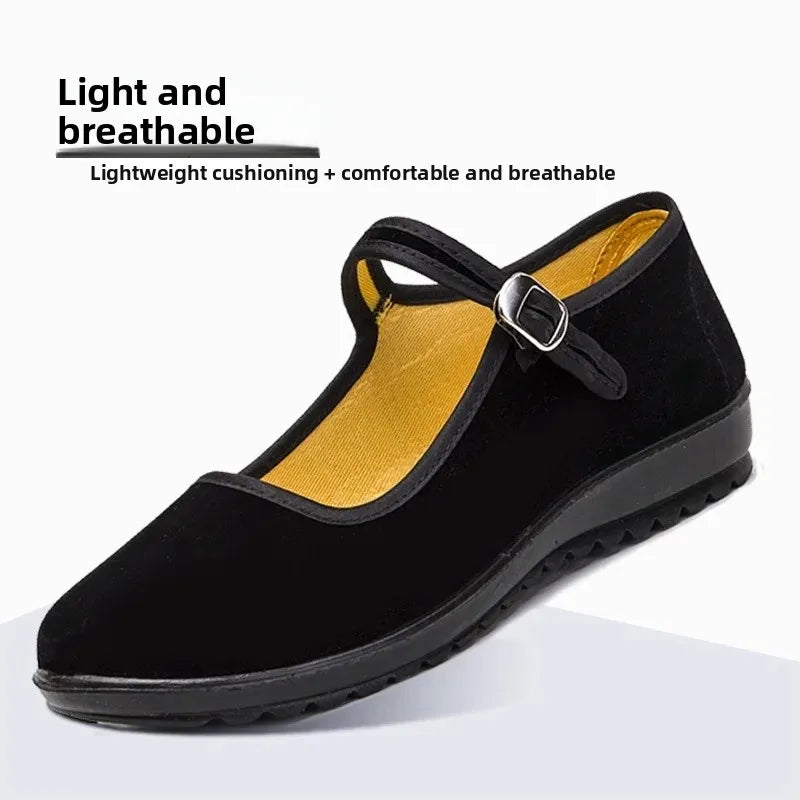 Men’s Old Cloth Slip-On Shoes – Breathable Black Canvas Casual & Driving Work Shoes