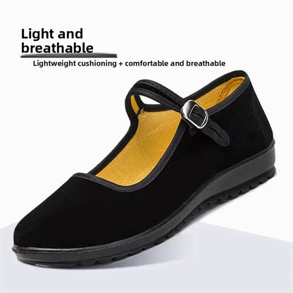 Men’s Old Cloth Slip-On Shoes – Breathable Black Canvas Casual & Driving Work Shoes